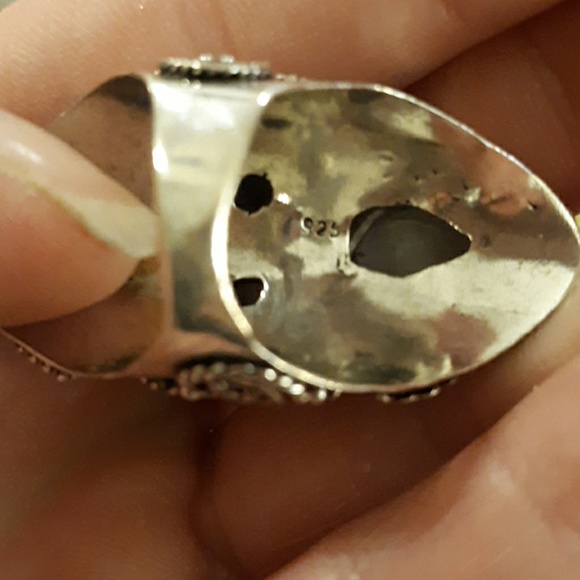 New Rainbow Moonstone & Blue Topaz 925 Silver Statement Ring. - Picture 8 of 8